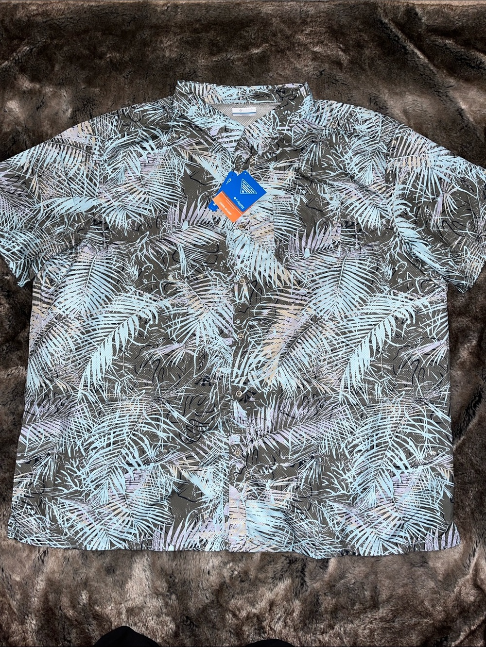 Columbia Camp Shirt Mens 5X PG Vented Back UV Protection Palm Print NWT